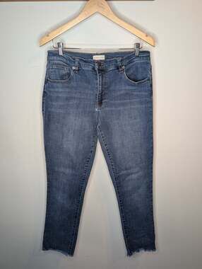 Oliver Logan Womens High Rise Skinny Jeans Size 29 Raw Hem Ankle Stretch Denim